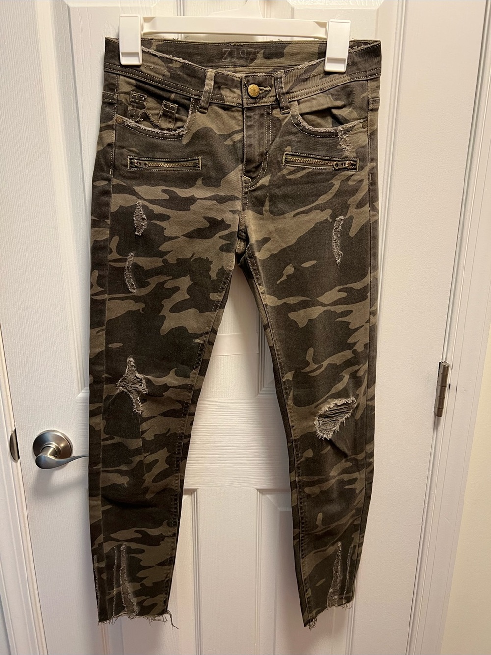 Zara Olive and Dark Brown Camo Skinny Jeans